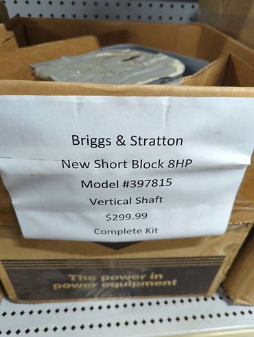 Briggs and Stratton 8hp vertical shaft Short Block, New OEM