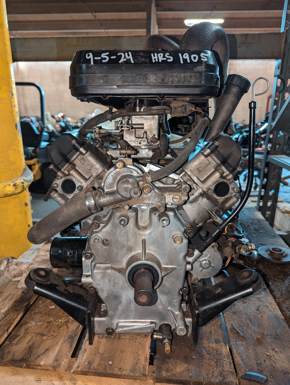 Kawasaki FD620D liquid cooled V-twin engine (1905 hours) horizontal, 1 1/8"x 2 1/4" crankshaft, John Deere 425