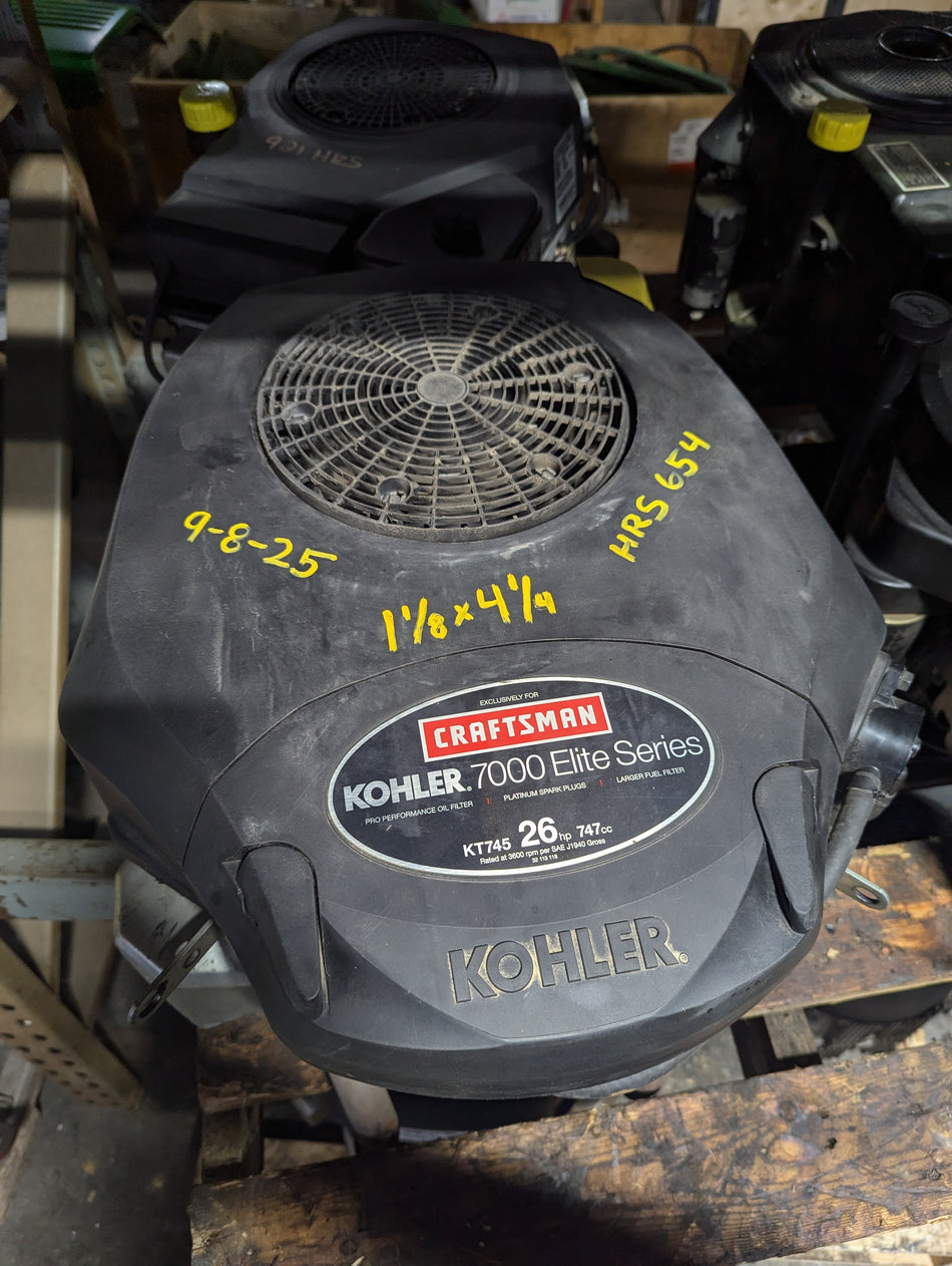 Kohler KT745 (26hp) (654 hours) vertical crankshaft 1 1/8"x 4 1/4"