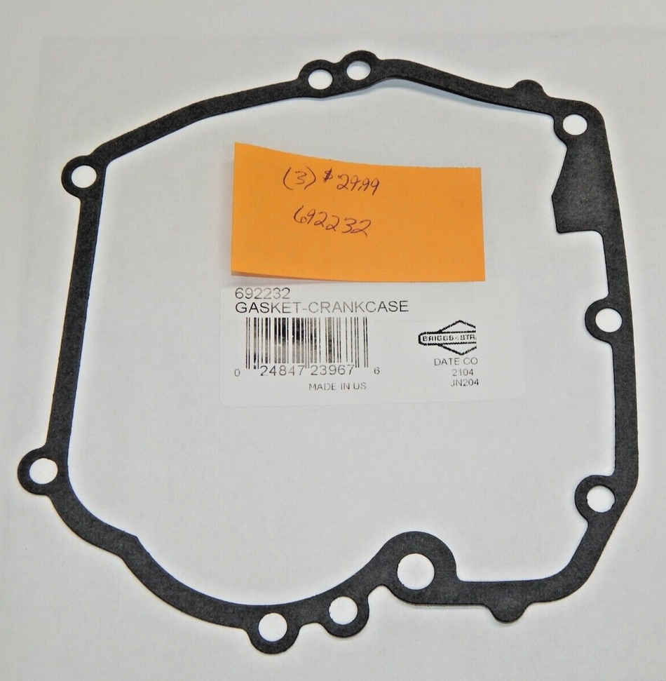 Genuine OEM Briggs & Stratton Set of Three Crankcase Gasket 692232