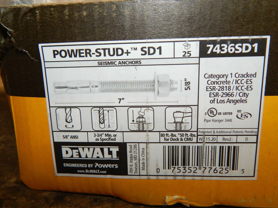 Dewalt Power Stud 7" x 5/8" 7436SD1 (25 in a box)