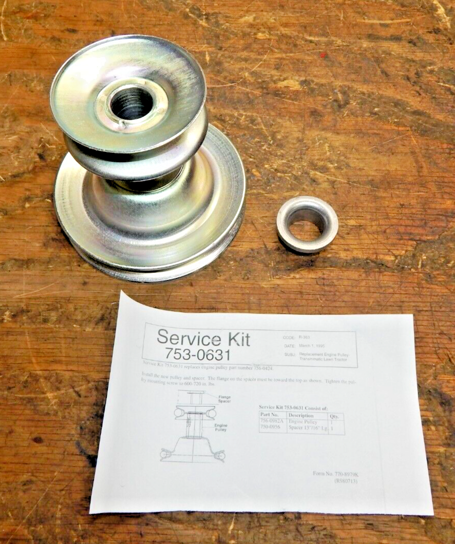 OEM MTD Engine Pulley with Spacer Kit 753-0631 756-0982A 750-0956